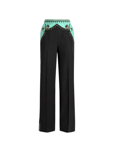 Pantaloni Etro de mătase cu imagine negru