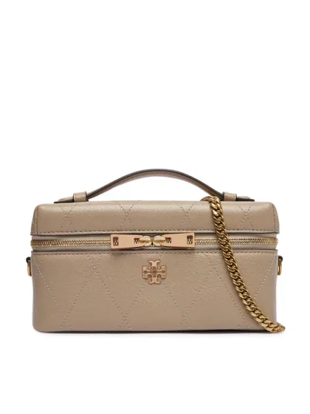 Torbica Tory Burch Charlie Quilted East-West Vanity Case bež