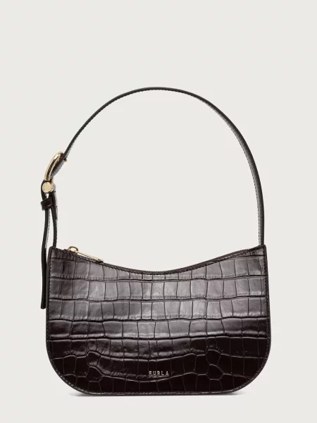Τσάντα χιαστί Furla με γούνα καφέ
