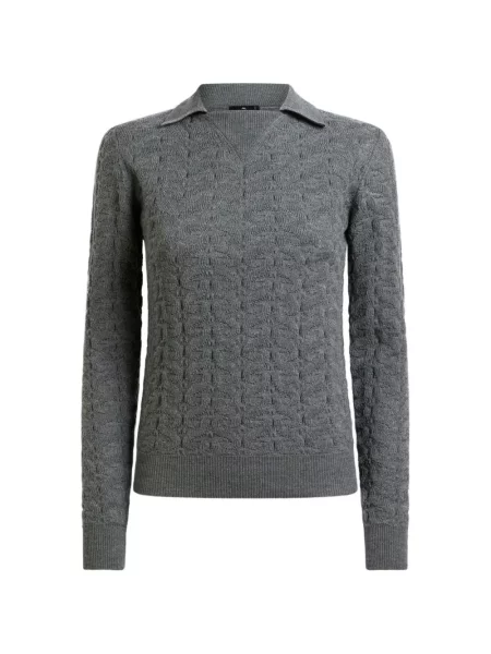 Gulerat pulover Etro de lână cu model paisley gri