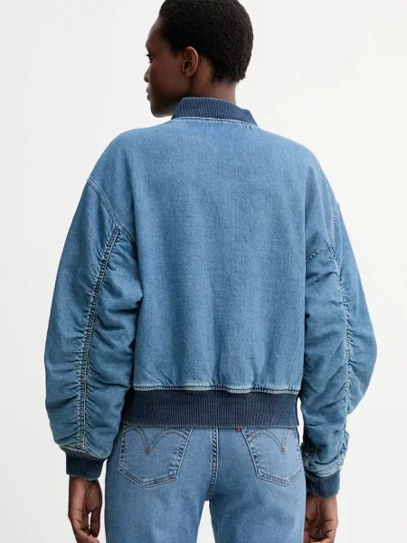 Džínová bomber bunda Levi's zimní oversize modrá