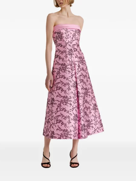 Φλοράλ φόρεμα Alberta Ferretti με σχέδιο στράπλες ροζ