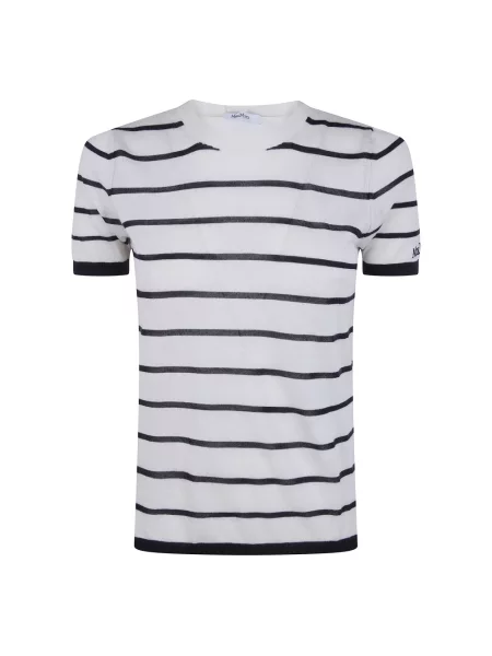 Jedwabny sweter Max Mara w paski beżowy