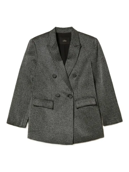 Sacou Twinset cu model herringbone gri