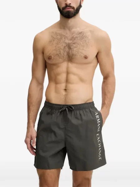 Slip de baie Armani Exchange cu imagine cu cordon gri