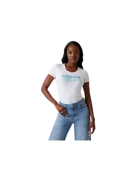 GUESS Tricou | alb