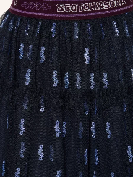 Scotch & Soda Spódnica Z Tiulu Z Brokatową Przędzą I Falbanami blau granatowa
