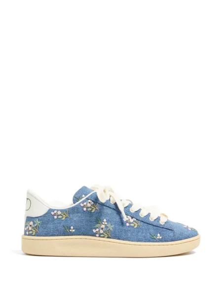 Top Valentino Garavani cu broderie cu model floral albastru