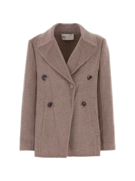 Geacă Tory Burch din țesătură twill maro