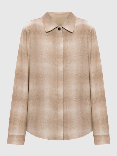 Сорочка з вовною в клітинку Woolrich бежева