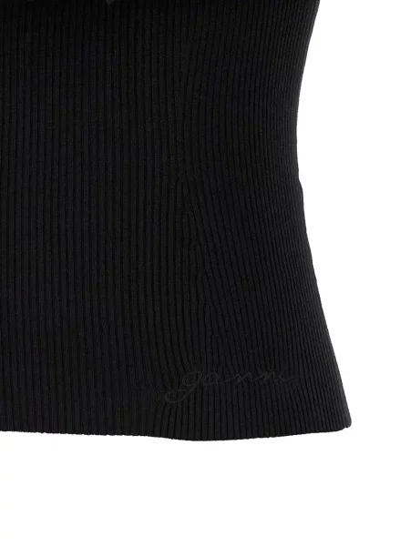 Top Ganni cu umerii deschiși negru