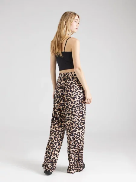 VILA Pantaloni VILEOA maro / maro cappuccino negru