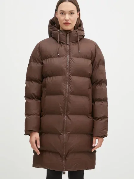 Rains geacă de ploaie Alta Longer Puffer Jacket de iarnă maro