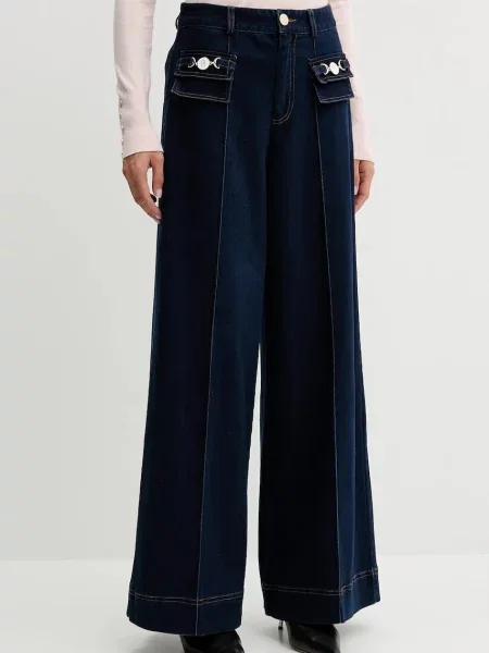 Fracomina Blugi Bleumarin Wide Leg albastru