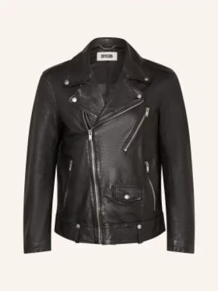 Drykorn Kožená Bunda Mik černá