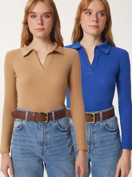 Happiness İstanbul Pulover / maro cappuccino albastru