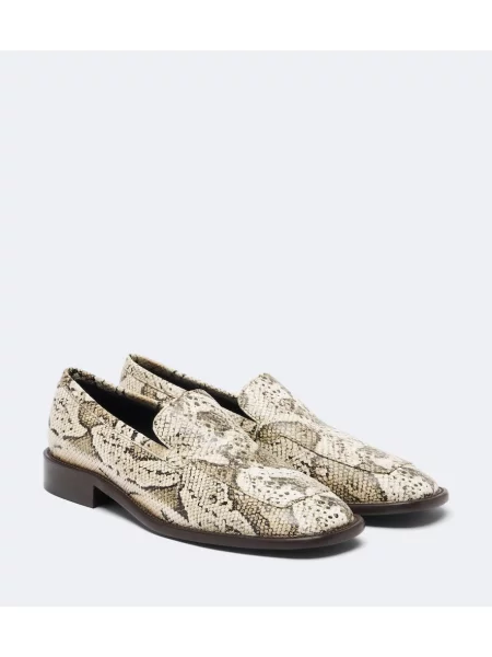Δερμάτινα loafers Acne Studios με μοτίβο φίδι μπεζ