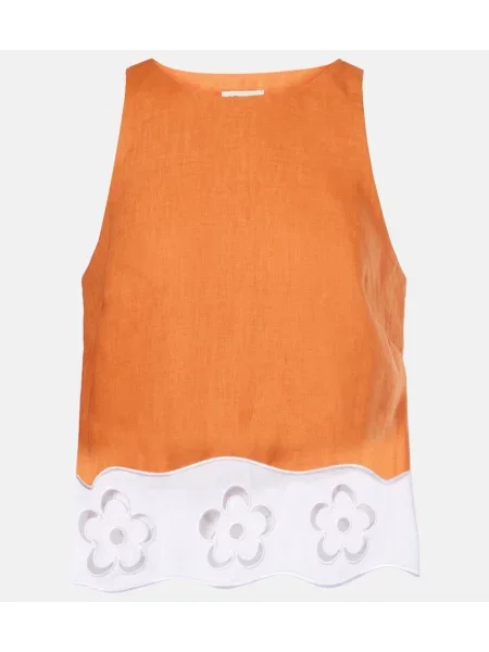 Top Staud cu broderie de in portocaliu