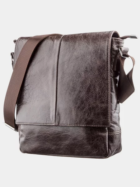 Кожаная сумка через плечо Shvigel коричневая