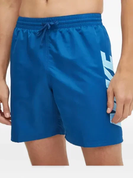 Slip de baie Nike cu cordon cu imagine tricotate albastru