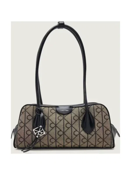 Kézitáska Calvin Klein Emblem Trio Jacquard Shoulder Ba Lotus Beige/ Black/ Aop Jacquard Universal szürke