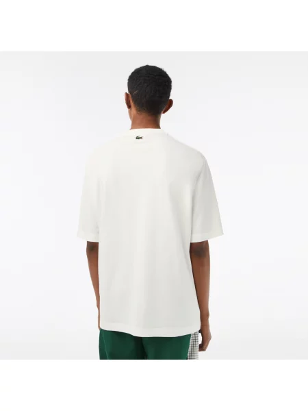 Lacoste Koszulka Z Nadrukiem Tenisowym O Luźnym Kroju Lacoste biała