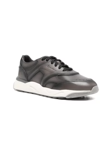 Sneakersy Santoni skórzane brązowe