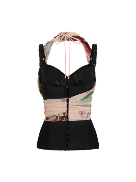 Wielobarwność top Dolce And Gabbana szyfonowy różowy