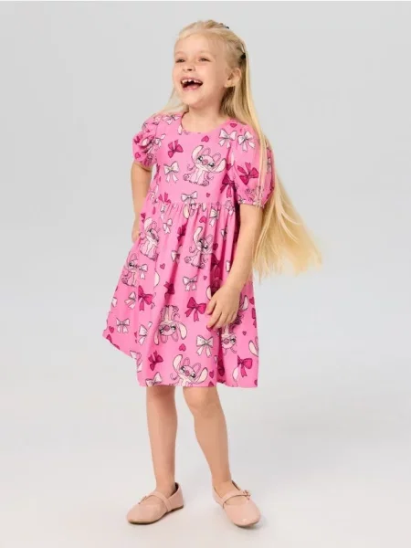 Sinsay šaty ve stylu babydoll Lilo & Stitch růžová