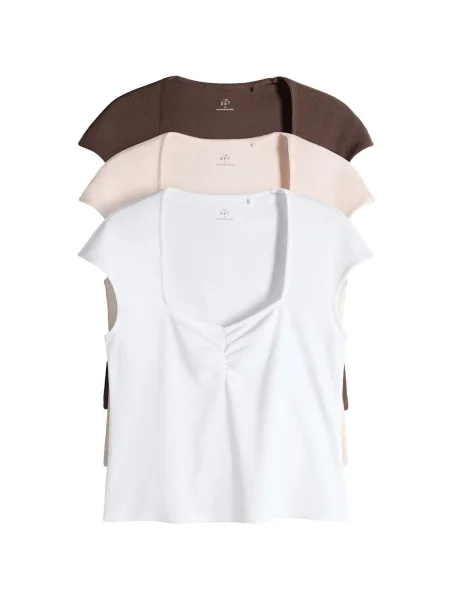 The Set Tricou ciocolatiu / roz pudră alb