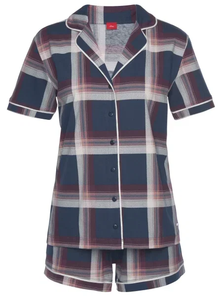 S.Oliver Pijama albastru maro alb