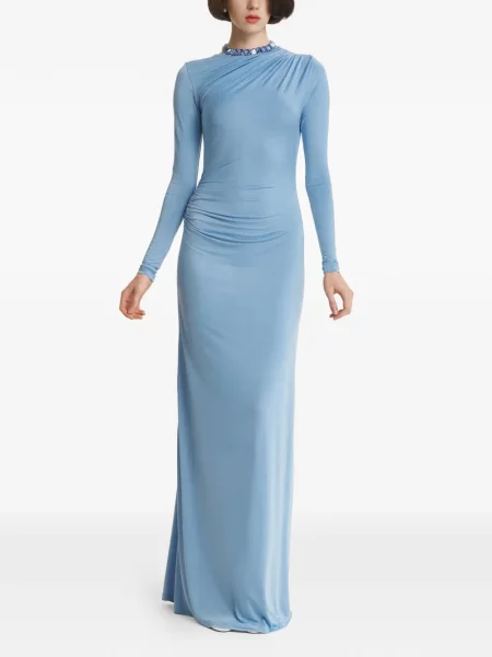 Rochie maxi 2310 Studio cu volane albastru