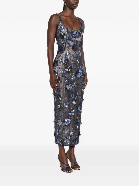 Rochie midi Rachel Gilbert cu model floral cu aplicații albastru