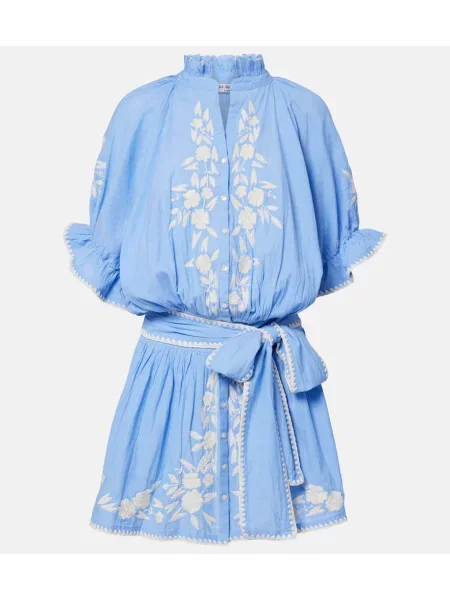 Rochie Juliet Dunn cu broderie albastru