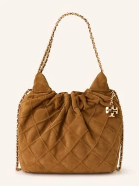 Torebka hobo Tory Burch zamszowa brązowa