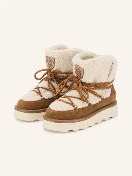 Blauer Botki Sznurowane Dyole beige beżowe