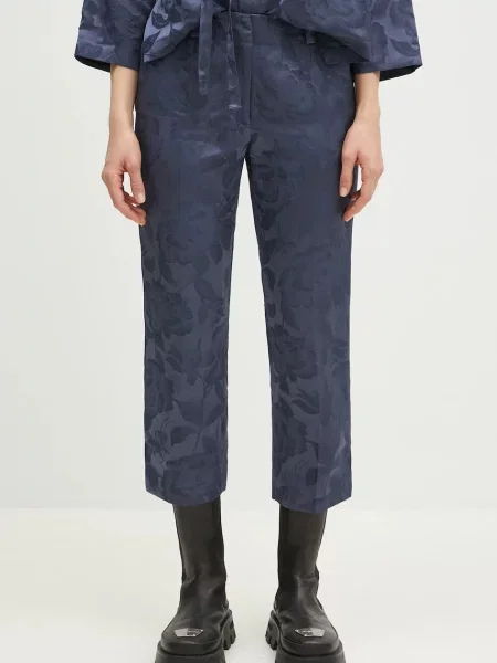 Kenzo pantaloni din amestec de in femei drept medium waist albastru