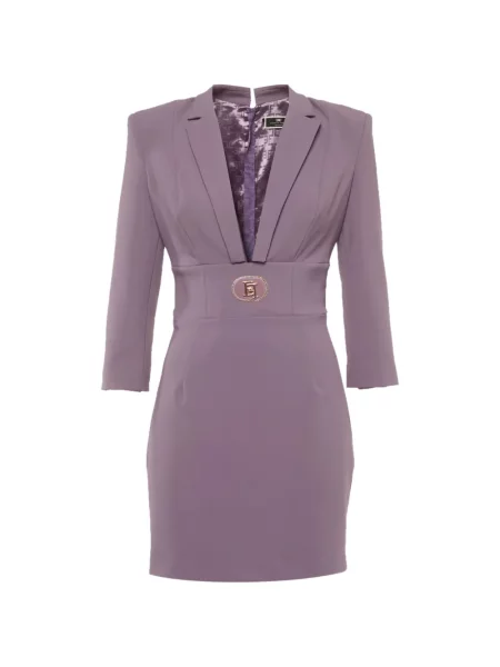 Rochie mini Elisabetta Franchi cu decolteu în V din crep violet