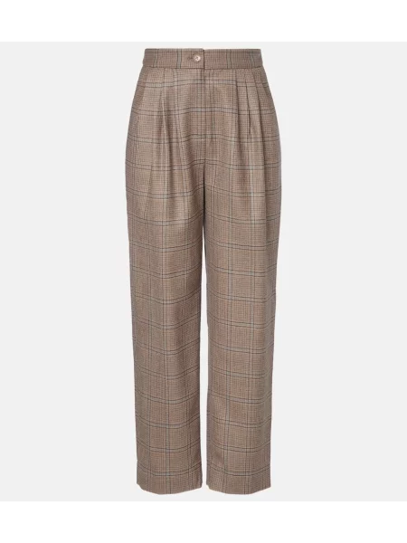Pantaloni Blazé Milano de lână în carouri bej