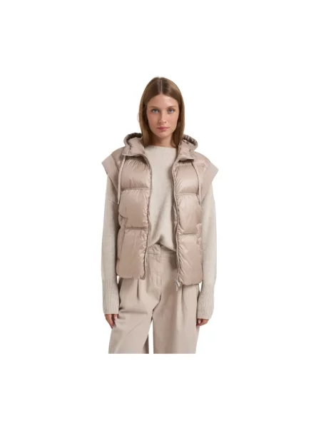 Kamizelka puchowa Peserico z kapturem beżowa