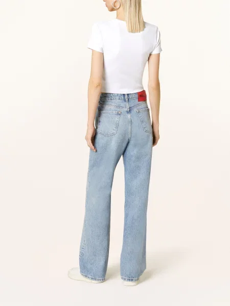 Hugo Cropped Tričko Delanor bílá/ černá bílé