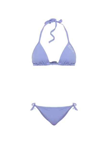Bikini Ea7 Emporio Armani s printom s halter ovratnikom ljubičasta