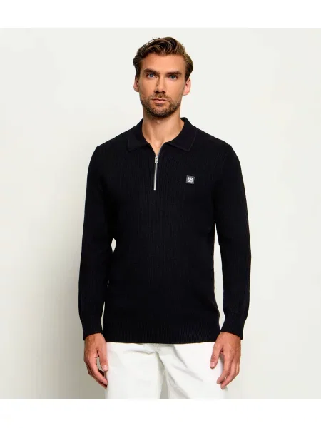 Tricou polo Hugo de lână negru