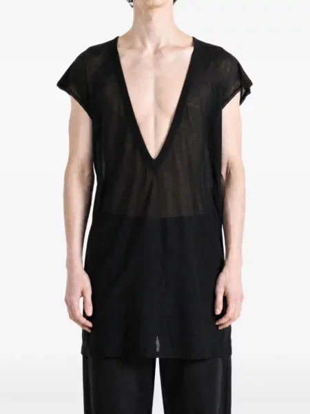 Tricou Rick Owens cu decolteu în V negru