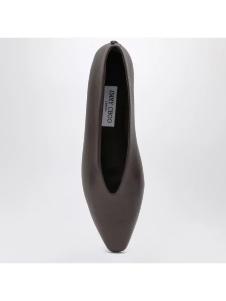 Balerinki Jimmy Choo skórzane bez obcasa brązowe