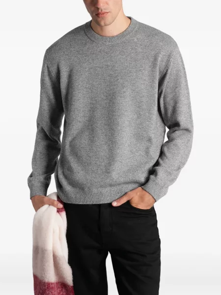 Pulover Maison Kitsune cu decolteu rotund gri