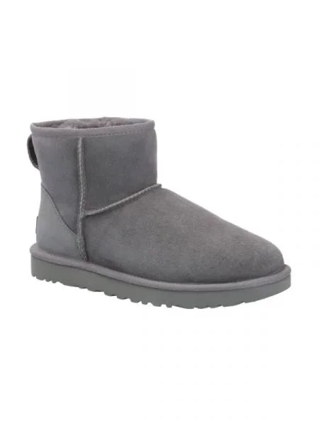 UGG De piele bocanci W Classic Mini II cu adaos de lână gri