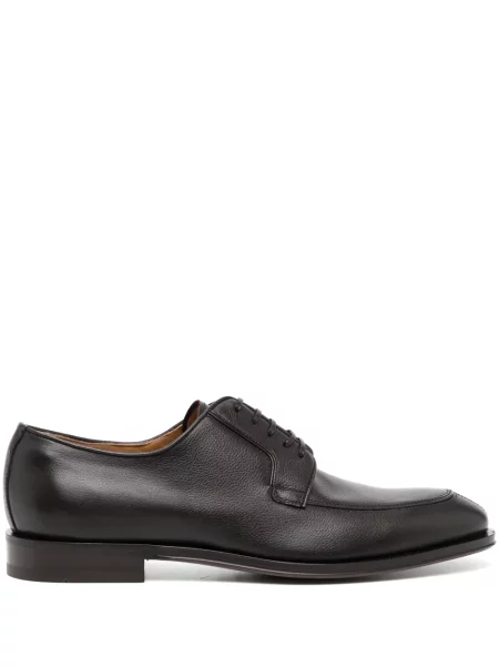 Pantofi derby Ferragamo cu șireturi din dantelă maro