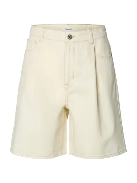 SELECTED Pantaloni cu cute SLFTENNA ecru