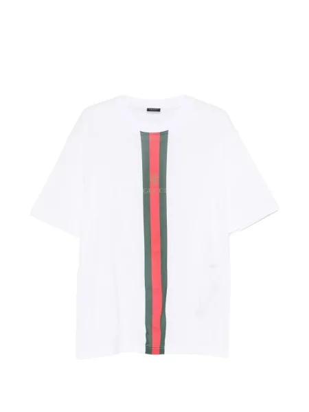 Tricou Gucci cu dungi cu imagine alb